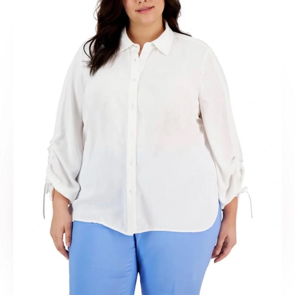 Anne Klein ruched sleeve blouse. Size 0X - Picture 1 of 9